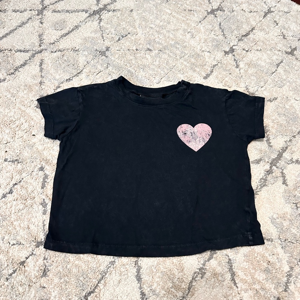 Kids Black T-Shirt with Pink Heart